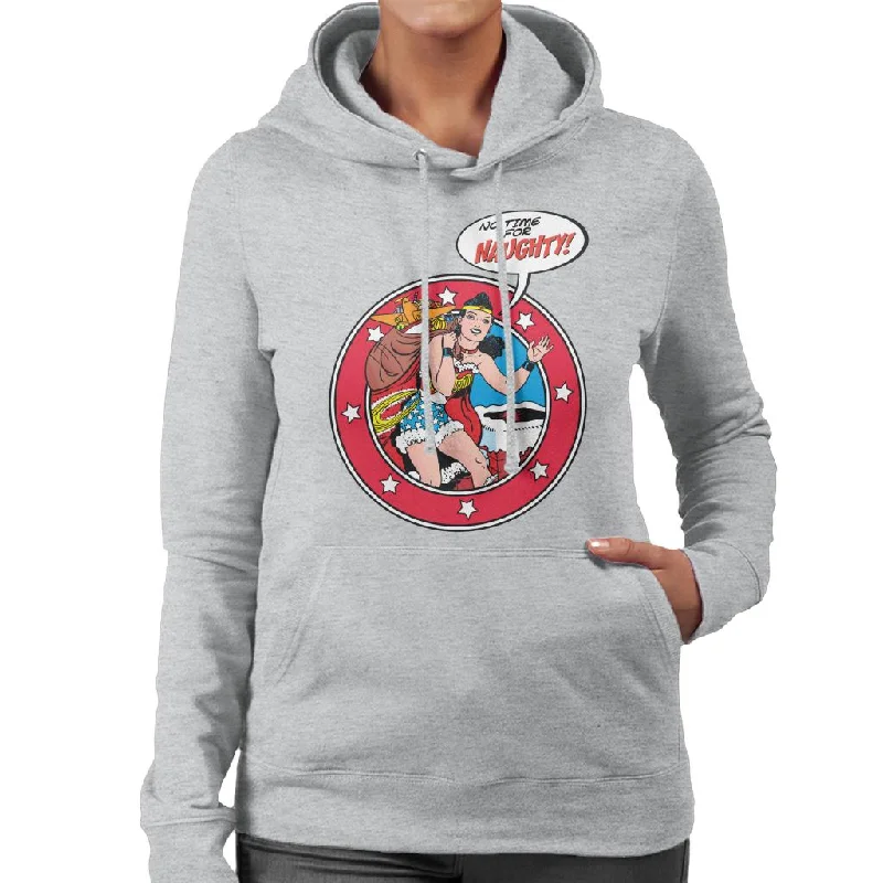 Wonder Woman Christmas No Time For Naughty Women's Hooded Sweatshirt