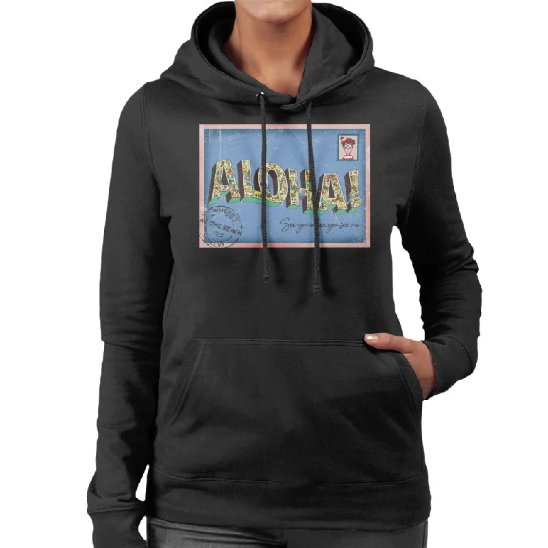 Where's Wally Beach Illustration Aloha Women's Hooded Sweatshirt