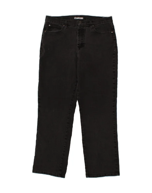 LEE Womens Relaxed Fit Straight Jeans US 14 XL W34 L31 Black Cotton