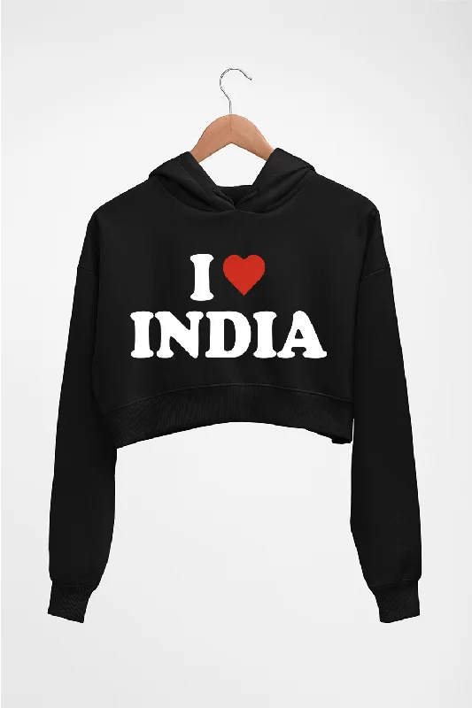 I Love India Crop HOODIE FOR WOMEN