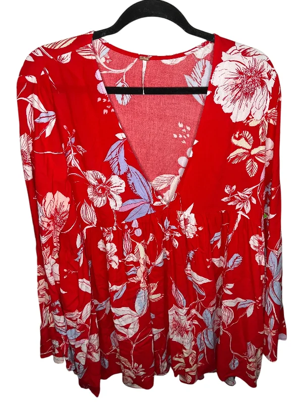 Tunic Long Sleeve By Free People In Floral Print, Size: L