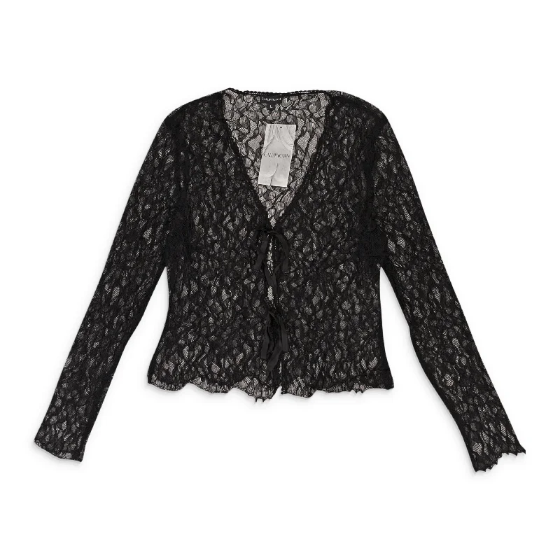 CALLIPYGIAN LACE TIE BLACK BUTTON-UP