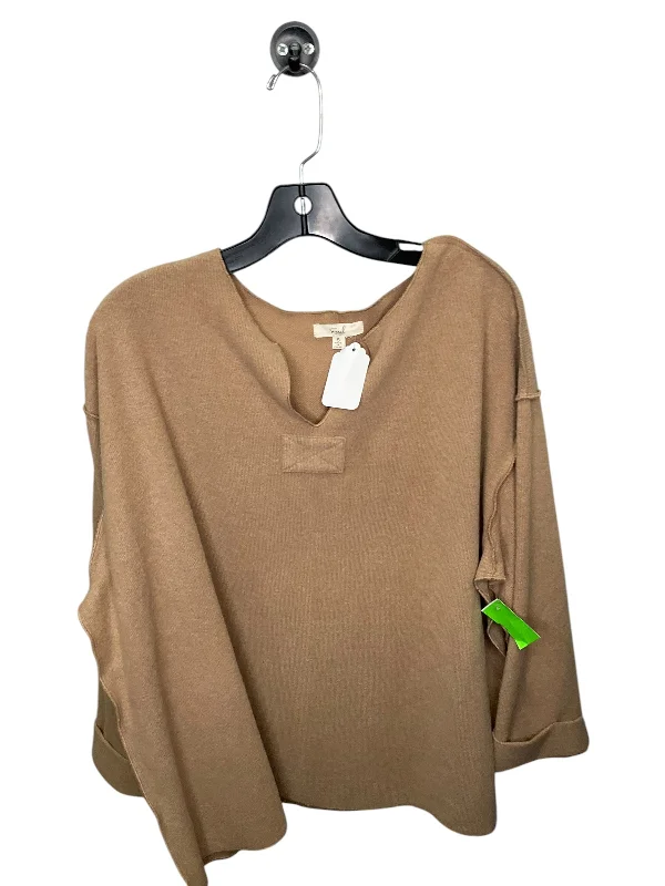 Top Long Sleeve By Easel In Beige, Size: S