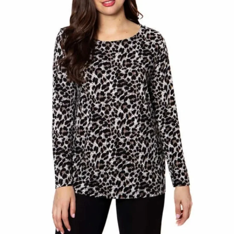 Mario Serrani Super Soft Leopard Print Tunic Long Sleeve Lightweight Top