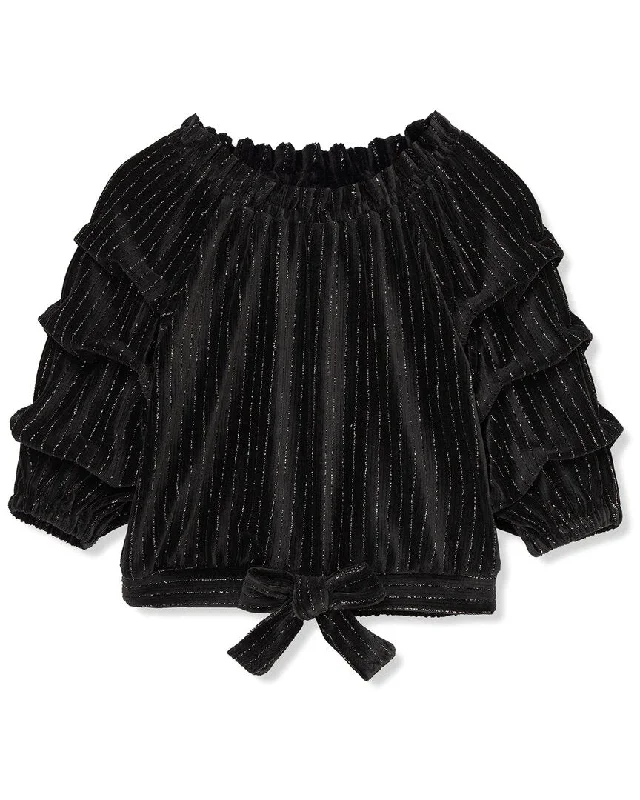 Habitual Velour Gathered Sleeves Top