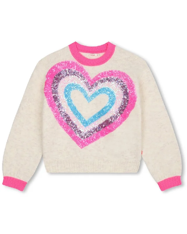 Billieblush Sequin Heart Applique Sweater