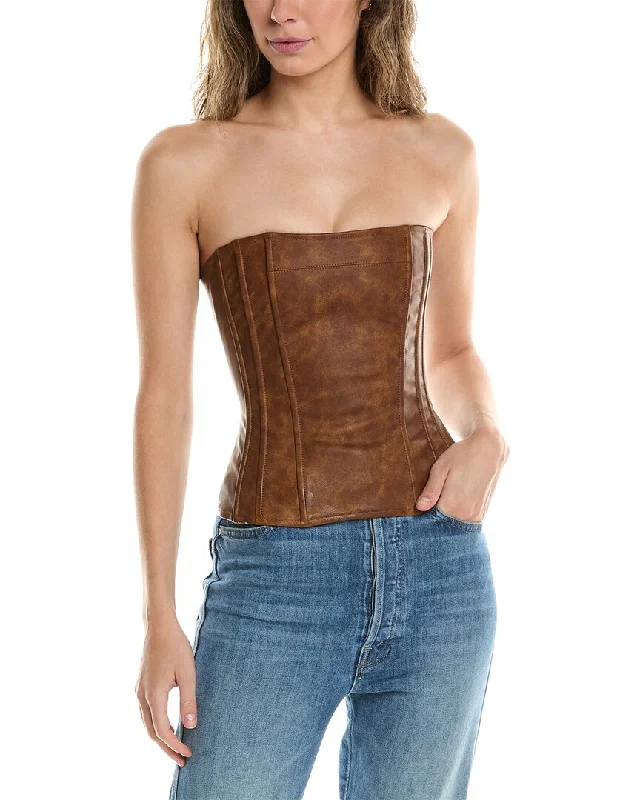 WeWoreWhat Strapless Linen-Blend Corset Top