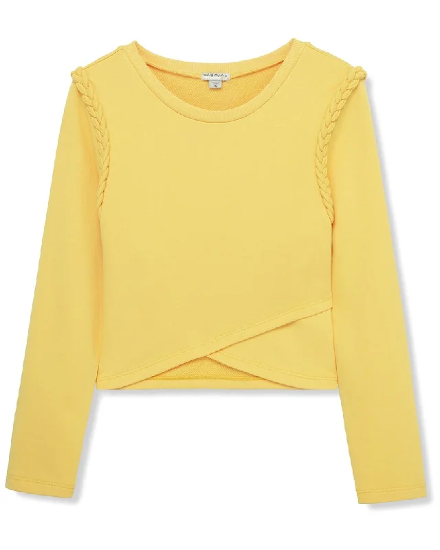 Habitual Braided French Terry Wrap Top