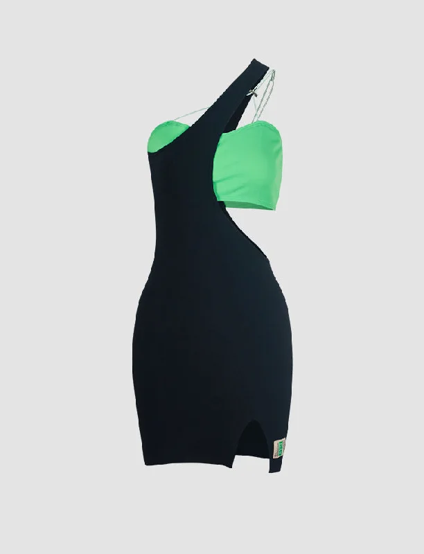 Irregular Patch Mini Split Dress Best mini dresses for plus size