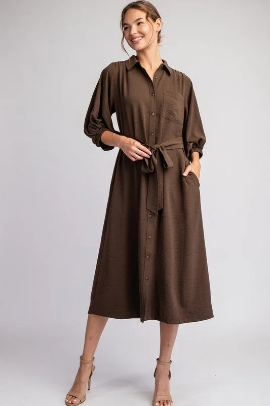 Solid Waist Tie Midi Dress Best midi dresses for hourglass body shape