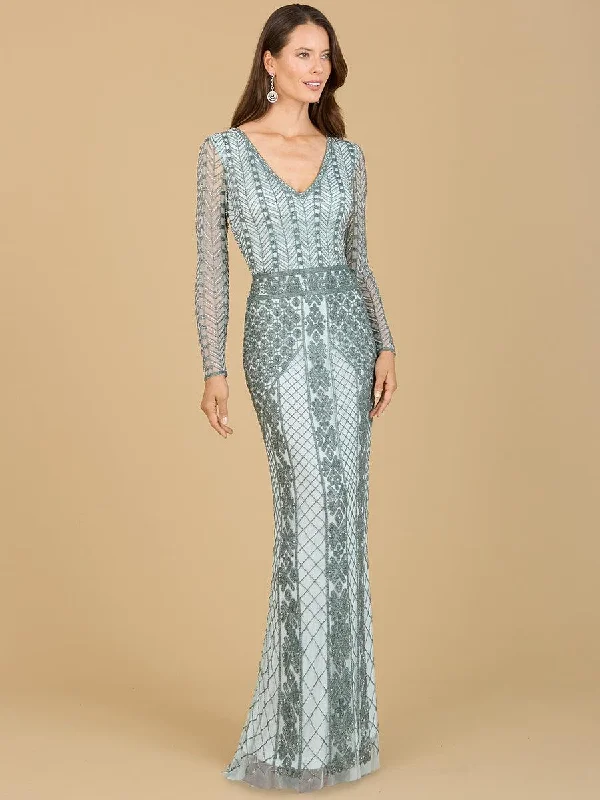 Lara Dresses 29365 Long Sleeve Beaded Evening Gown