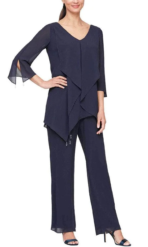 Alex Evenings - 8192004 Frilled Top Chiffon Pantsuit