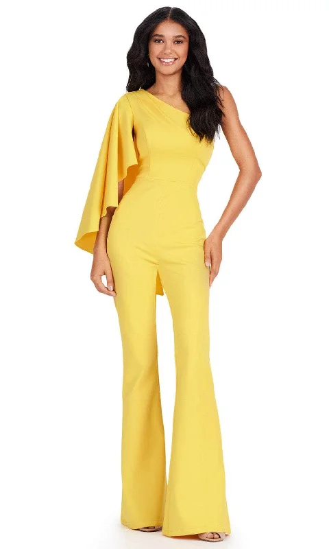 Ashley Lauren 11534 - Ruffled Cape Sleeve Jumpsuit