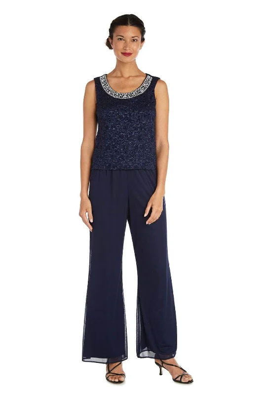 R&M Richards - Pearl-Embellished Scoop Formal Pantsuit 5008 - 1 pc Champagne In Size 12 Available