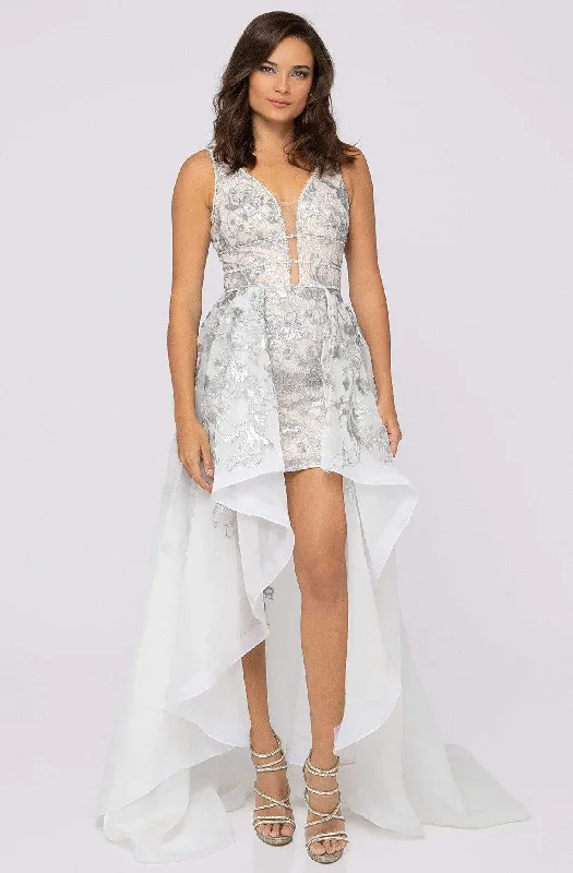 Terani Couture - 1913P8312 Embellished Deep V-neck High Low Dress Chic unclassified dresses