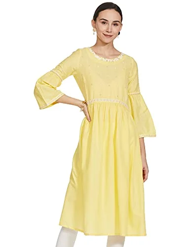 W for Woman Pale Yellow Gathered Dress_20FEW13494-213696_L Elegant evening unclassified dresses