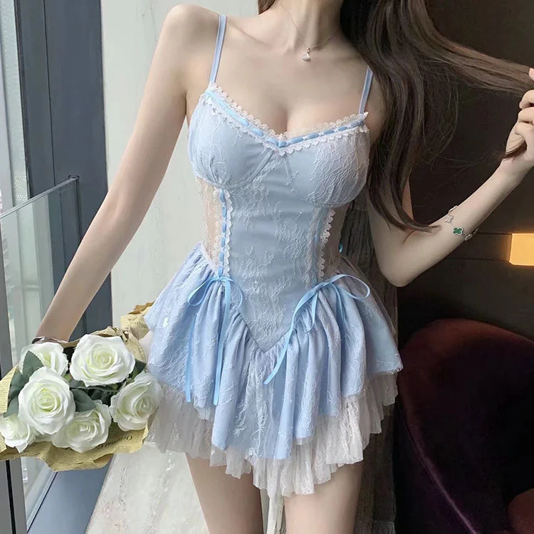 Mesh Lace Baby Doll Dress Lace Party Dress