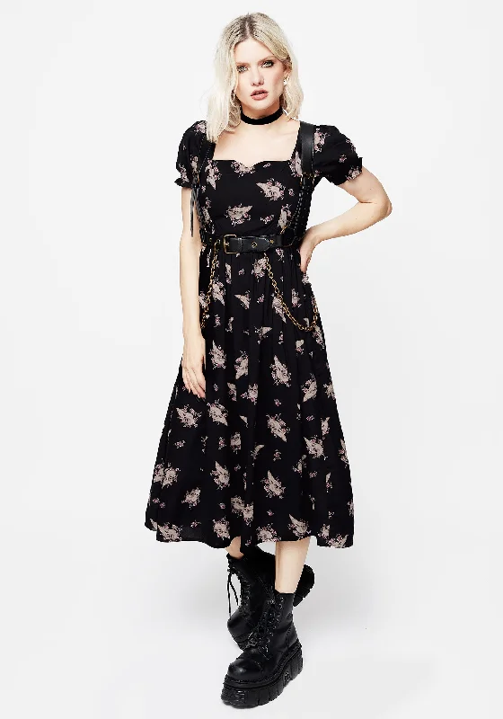 Carrion Puff Sleeve Midi Dress Casual Midi Skirt