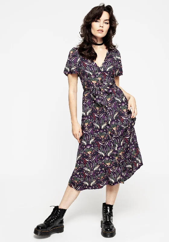 Modern Mystic Button Up Midi Dress Midi Skirt Set